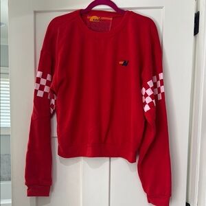 Aviator Nation Red Check Relaxed Crew Sweatshirt size S LIKE NEW